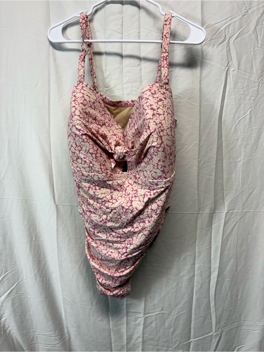 Pink Floral Tie-Front One Piece Swimsuit by Kona Sol Size 22